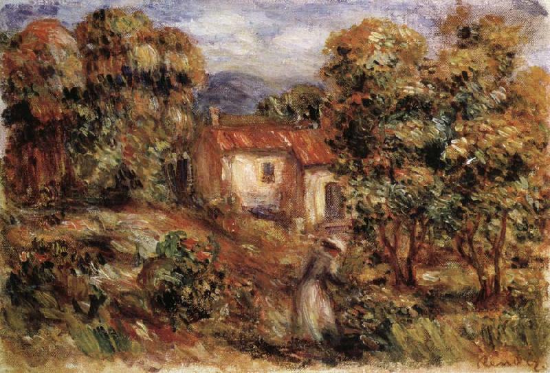 Woman Picking Flowers in the Garden of Les Collettes, Pierre Renoir